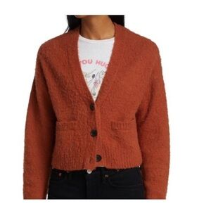 Redone Women's 90s-Inspired Wool Alpaca Blend Cropped Cardigan Size Medium